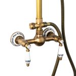 Coloana de dus TRENDY’S, cu doua functii, montare pe perete, bronz antichizat cu broderie ceramica, 7297, trendysanitary.ro
