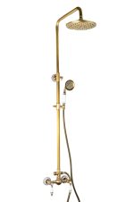 Coloana de dus TRENDY’S, cu doua functii, montare pe perete, bronz antichizat cu broderie ceramica, 9270, trendysanitary.ro