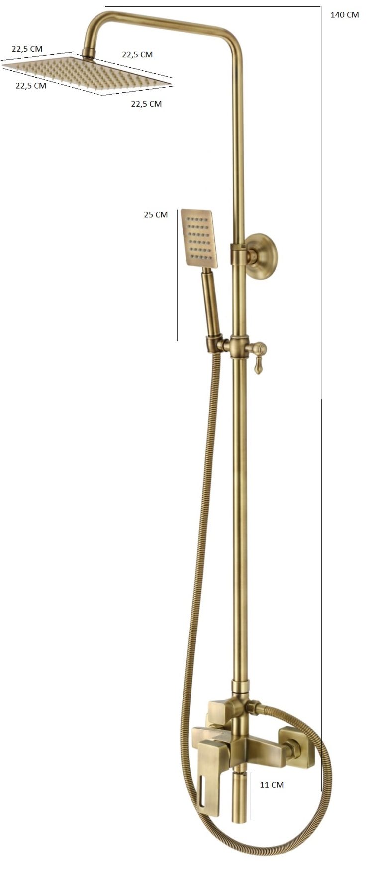 Coloana de dus TRENDY’S ,cu trei functii, bronz antichizat, 8966, trendysanitary.ro
