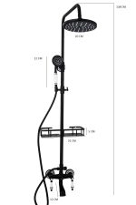 Coloana de dus TRENDY’S, cu trei functii, negru mat cu broderie ceramica, 2301, trendysanitary.ro