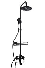Coloana de dus TRENDY’S, cu trei functii, negru mat cu broderie ceramica, 7016, trendysanitary.ro