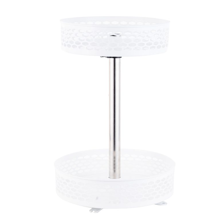 Organizator bucatarie alb, rotund,cu doua nivele 26×7,5 cm, 5613, trendysanitary.ro