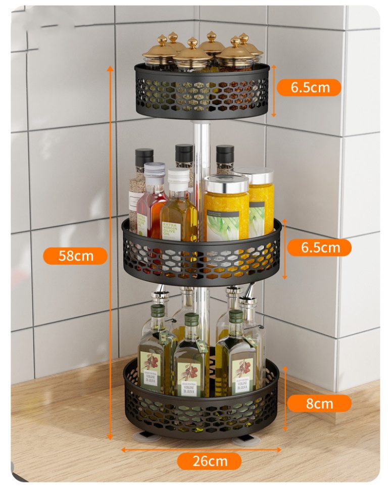 Organizator bucatarie, rotund,cu trei nivele 58X26X6,5 CM, 6798, trendysanitary.ro