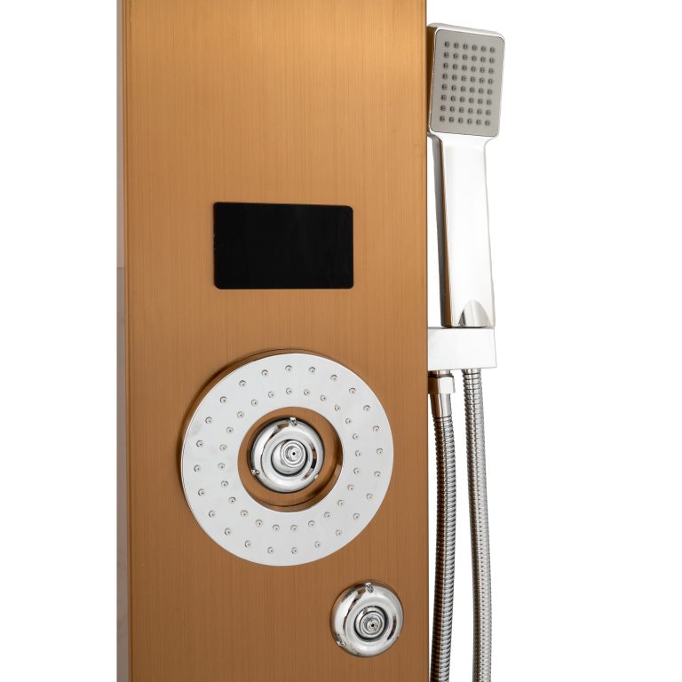 Coloane dus, Panou de dus TRENDY’S cu hidromasaj , inox 5 functii digital cu led ,cupru satin, trendysanitary.ro