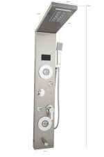 Panou de dus TRENDY’S, cu hidromasaj , inox 5 functii digital cu led, gri satin67, 990, trendysanitary.ro