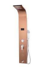 Panou dus TRENDY’S, cu hidromasaj inox 5 functii Digital Thermo,cupru satin, cu led, 1422, trendysanitary.ro