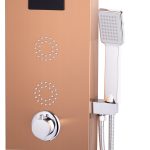 Panou dus TRENDY’S, cu hidromasaj inox 5 functii Digital Thermo,cupru satin, cu led, 9990, trendysanitary.ro