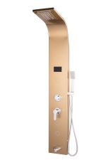 Panou dus TRENDY’S, cu hidromasaj inox 5 functii Digital Thermo,gold-satin, cu led, 5755, trendysanitary.ro