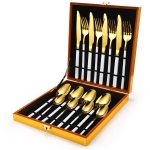 Set 16 tacamuri din inox, alb-gold, 3271, trendysanitary.ro