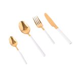 Set 16 tacamuri din inox, alb-gold, 469, trendysanitary.ro