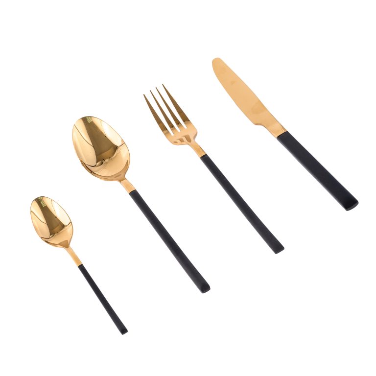 Set 16 tacamuri din inox,  negru-gold, 505, trendysanitary.ro