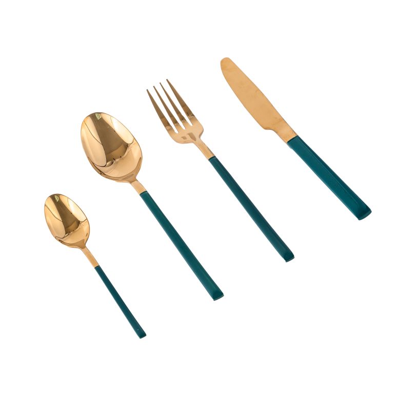 Set 16 tacamuri din inox,verde-gold, 9796, trendysanitary.ro