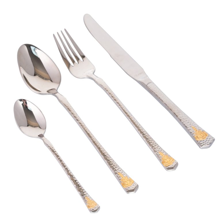 Set 24 tacamuri cu model,stainless stell,pentru 6 persoane,RAWI-24GF, 5771, trendysanitary.ro