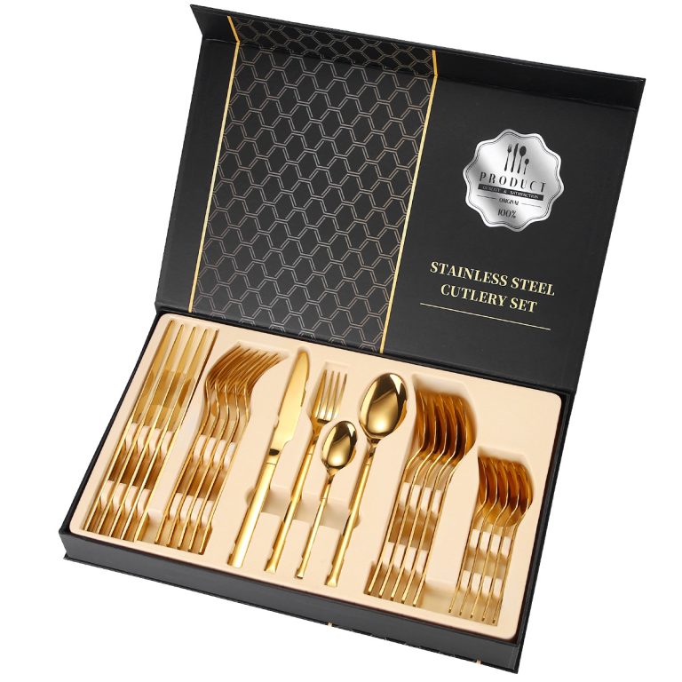 Set 24 tacamuri din inox, 6 persoane, gold, 9841, trendysanitary.ro