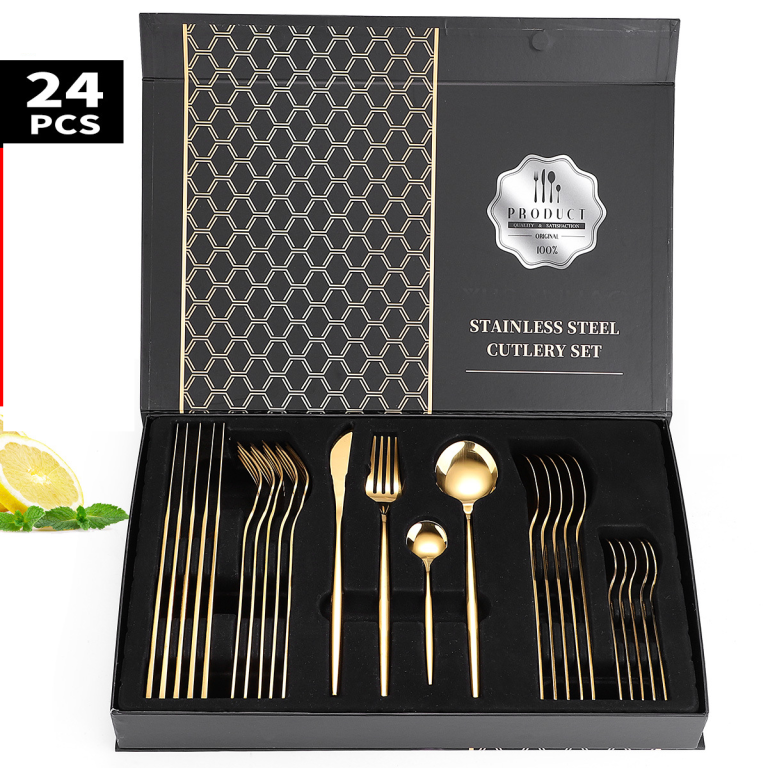 Set 24 tacamuri,stainles steel, gold, 1393, trendysanitary.ro