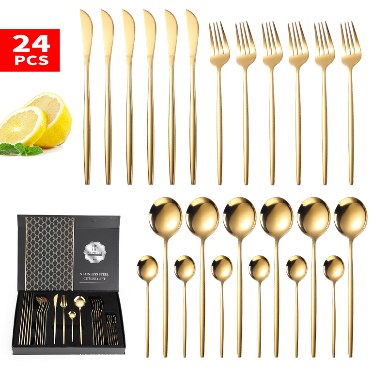 Set 24 tacamuri,stainles steel, gold, 9747, trendysanitary.ro