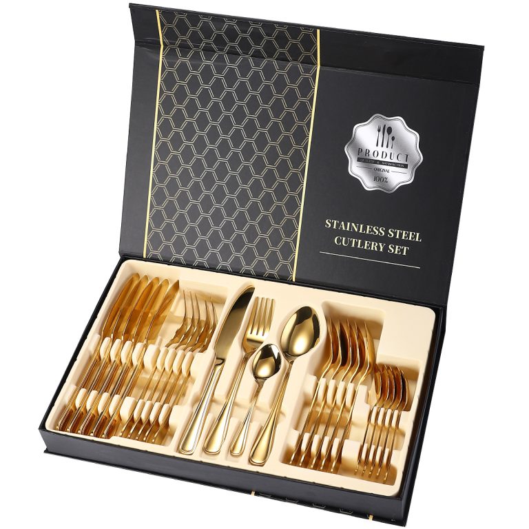 Set 24 tacamuri,stainless stell,pentru 6 persoane, gold, 7996, trendysanitary.ro