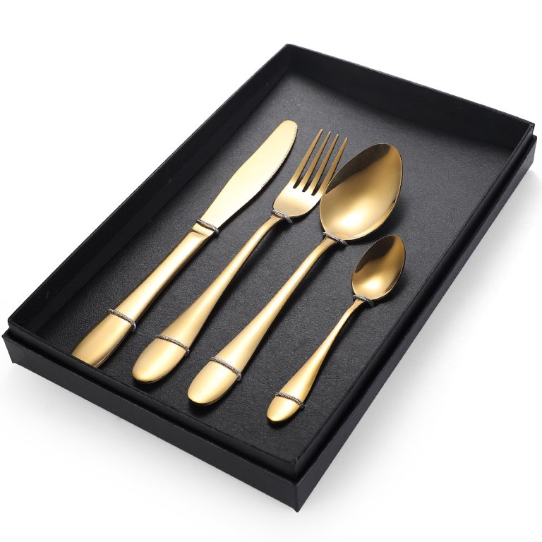 Set 4 tacamuri din inox, gold, 9137, trendysanitary.ro
