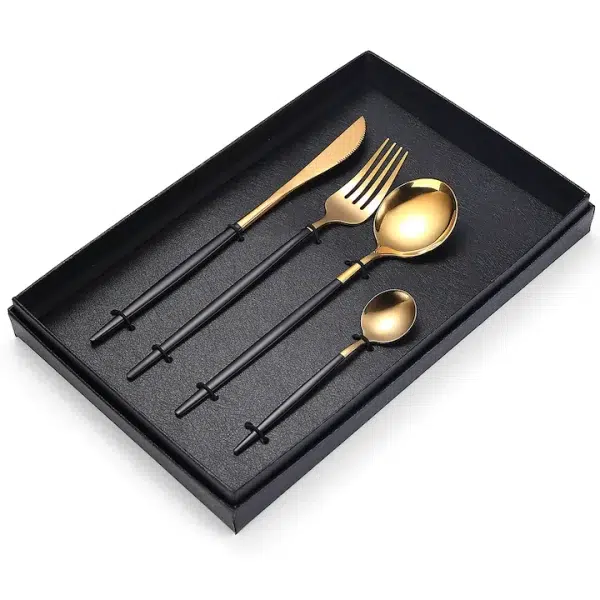 Set 4 tacamuri din inox,negru-auriu,, 2301, trendysanitary.ro
