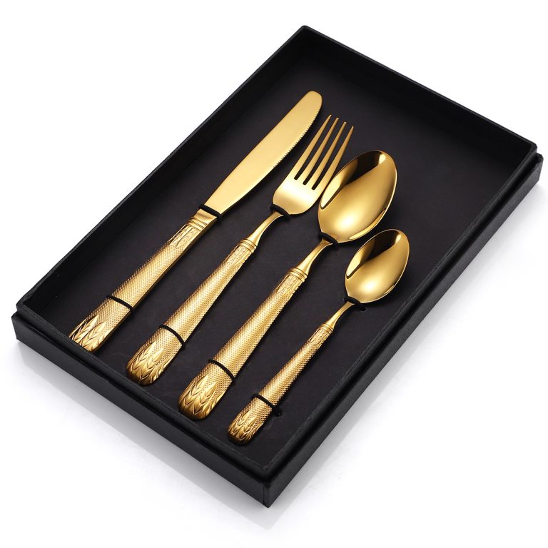 Set 4 tacamuri din inox,pentru calatorit si birou,  gold, 413, trendysanitary.ro