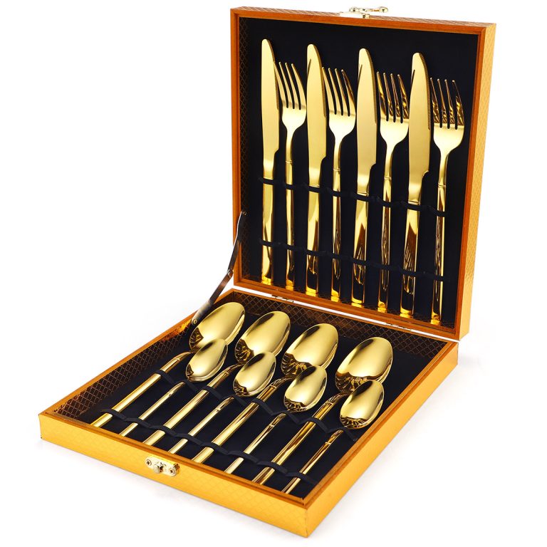 Set tacamuri din inox 16 piese,  gold, 8487, trendysanitary.ro