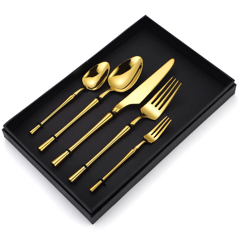 Set 5 tacamuri din inox,pentru calatorit si birou, gold, 7870, trendysanitary.ro