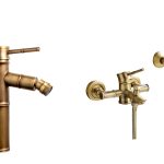 Set baterie cada,stil bambus bronz antichizat+baterie bideu bronz antichizat, 9543, trendysanitary.ro