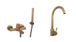 Set baterie cada+baterie lebada bronz antichizat, 6396, trendysanitary.ro