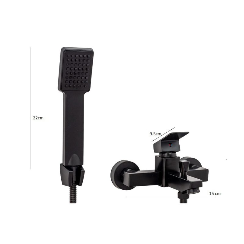 Baterii chiuveta baie, Set baterii,cada ,lavoar si bideu , negru mat, trendysanitary.ro