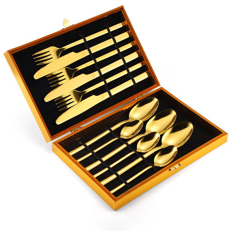 Set tacamuri din inox 12 piese,  gold, 2633, trendysanitary.ro