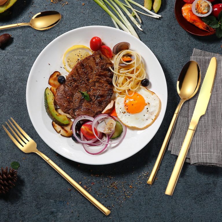 Set tacamuri din inox 12 piese,  gold, 8929, trendysanitary.ro