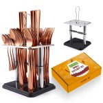 Set tacamuri din inox 24 piese, cu suport, rose, 8908, trendysanitary.ro