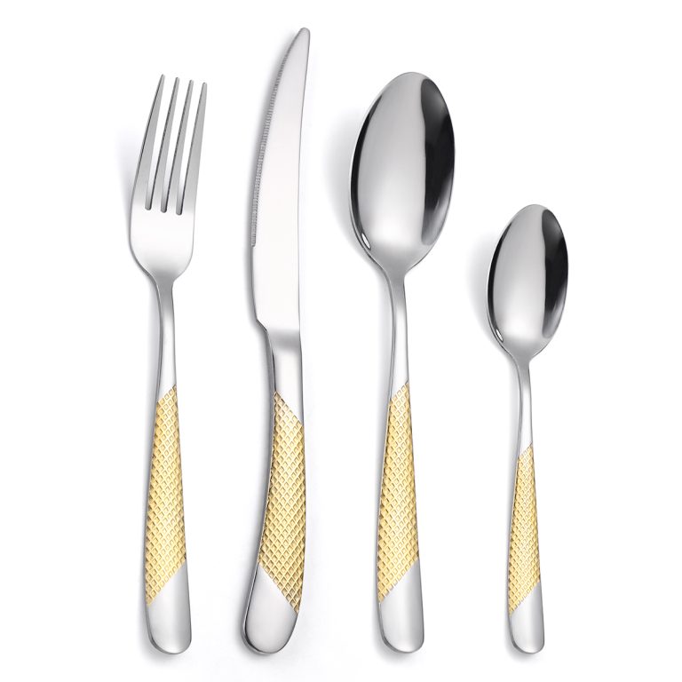 Set tacamuri din inox 24 piese, pentru 6 persoane, luxury edition, crom-gold, 5226, trendysanitary.ro