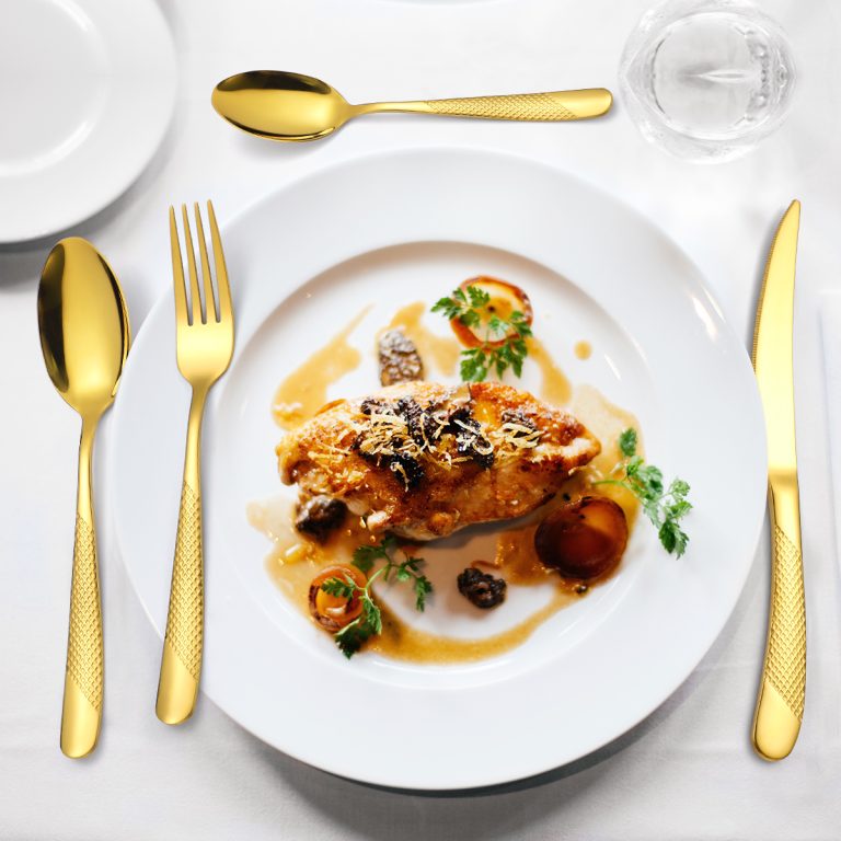 Set tacamuri din inox 24 piese, pentru 6 persoane,luxury edition, gold, 829, trendysanitary.ro