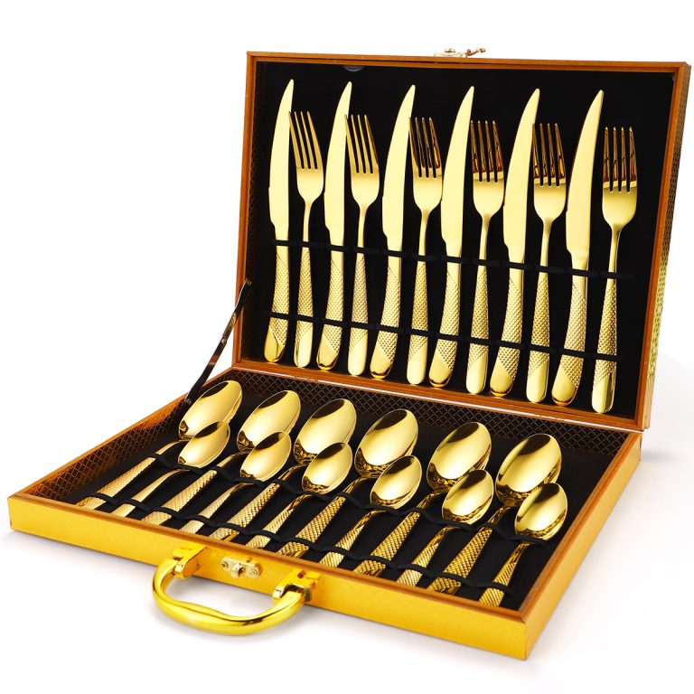 Set tacamuri din inox 24 piese, pentru 6 persoane,luxury edition, gold, 8397, trendysanitary.ro