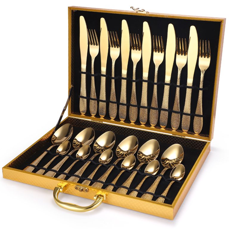 Set tacamuri din inox 24 piese,  gold, 3394, trendysanitary.ro