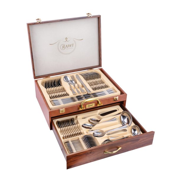 Set tacamuri din inox, cu model, 72 piese cu diplomat, RAWI-G20, 7658, trendysanitary.ro