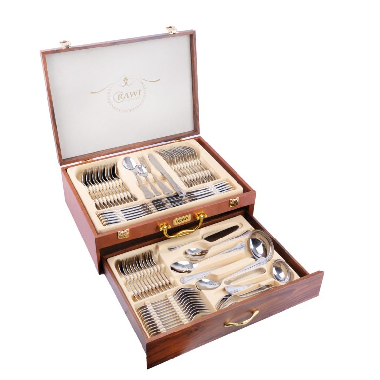Set tacamuri din inox, cu model,72 piese cu diplomat, RAWI-M10, 466, trendysanitary.ro