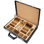 Set tacamuri din inox,48 piese cu diplomat, gold, 9251, trendysanitary.ro