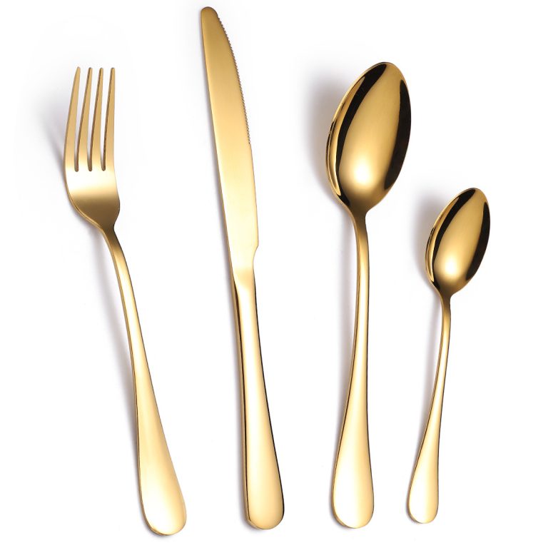 Set tacamuri stainless stell,24 piese, cu suport, gold, 8817, trendysanitary.ro