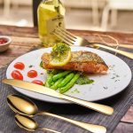 Set tacamuri stainless stell,24 piese, cu suport, gold, 2840, trendysanitary.ro
