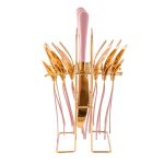Set tacamuri stainless stell, 24 piese, cu suport, rose-gold, 8506, trendysanitary.ro
