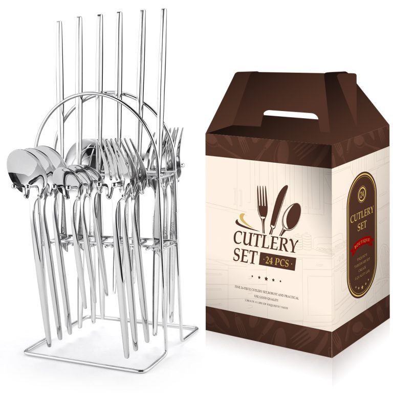 Set tacamuri,pentru 6 persoane,24 piese cu suport,crom, 6501, trendysanitary.ro
