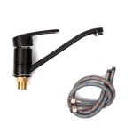 Baterie bucătărie TRENDY’S, pipă lungă mobilă, finisaj granit negru, 7187, trendysanitary.ro