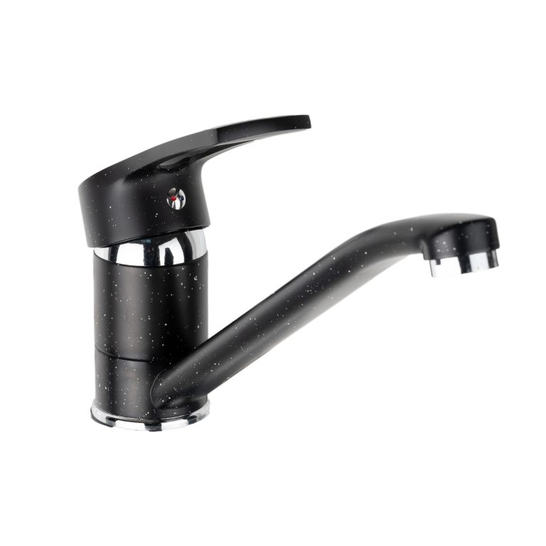 Baterii chiuveta bucatarie, Baterie bucătărie TRENDY’S, pipă lungă mobilă, finisaj granit negru, trendysanitary.ro