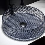 Lavoar rotund de blat TRENDY’S, din sticlă de cristal, 390×120 mm, 2601, trendysanitary.ro