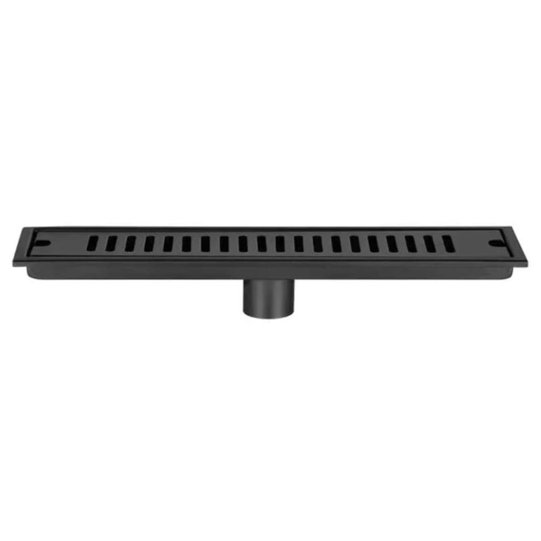 Sifon pardoseala TRENDY’S, negru mat, 60 X 10cm, iesiere pe 40 mm, antimiros, 6506, trendysanitary.ro