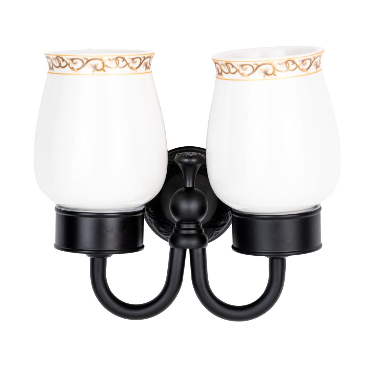 Set Accesorii Baie Premium din Alamă – Design Vintage Negru Mat & Ceramică Albă, 3315, trendysanitary.ro