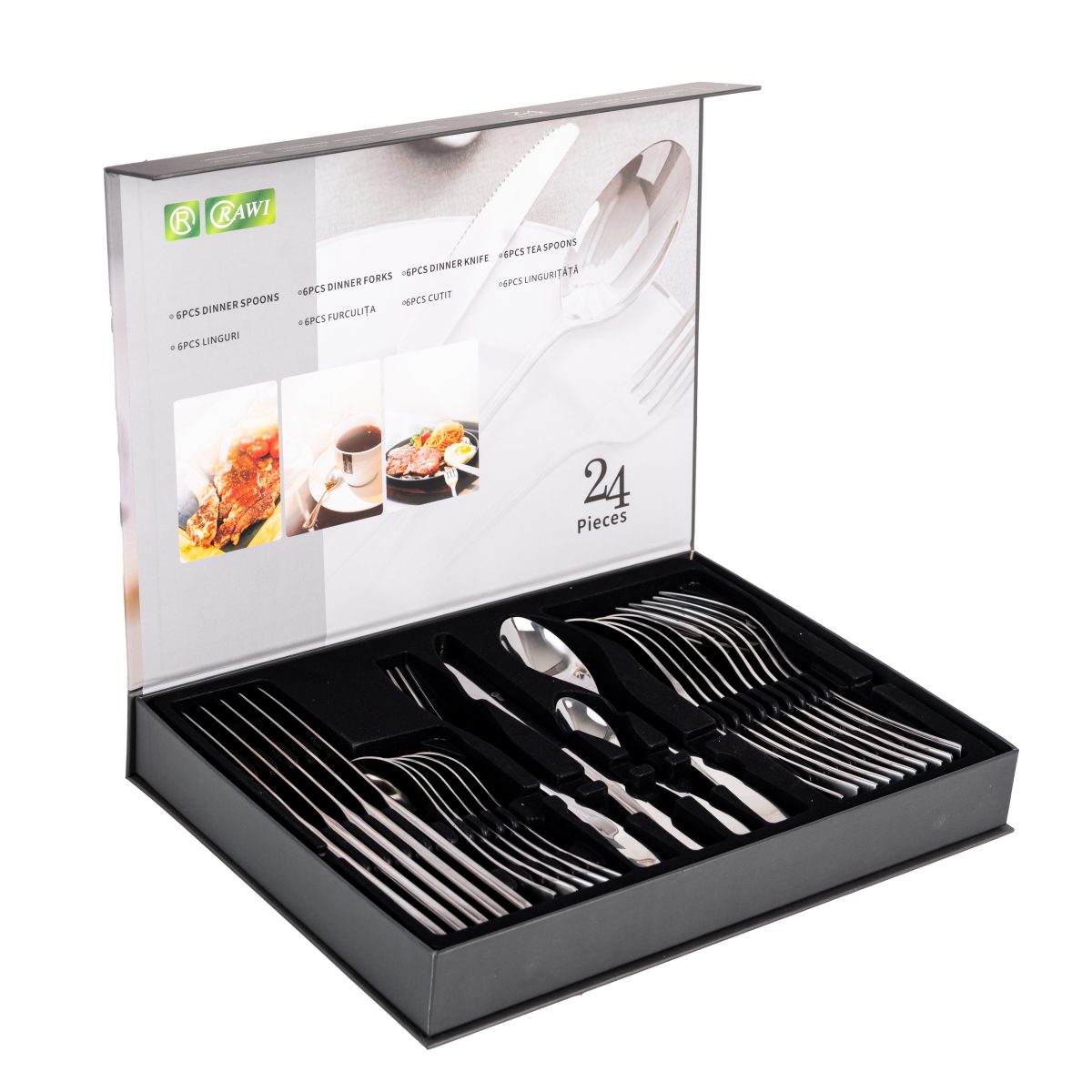 Set Tacâmuri 24 Piese RAWI din Inox – Design Modern și Minimalist, 9545, trendysanitary.ro