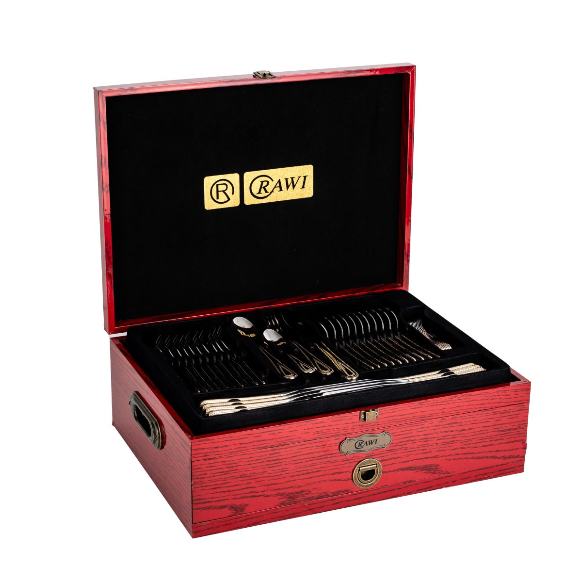 Set Tacâmuri RAWI 84 Piese din Inox – Eleganță Clasică într-o Cutie de Lemn Luxoasă, 9323, trendysanitary.ro